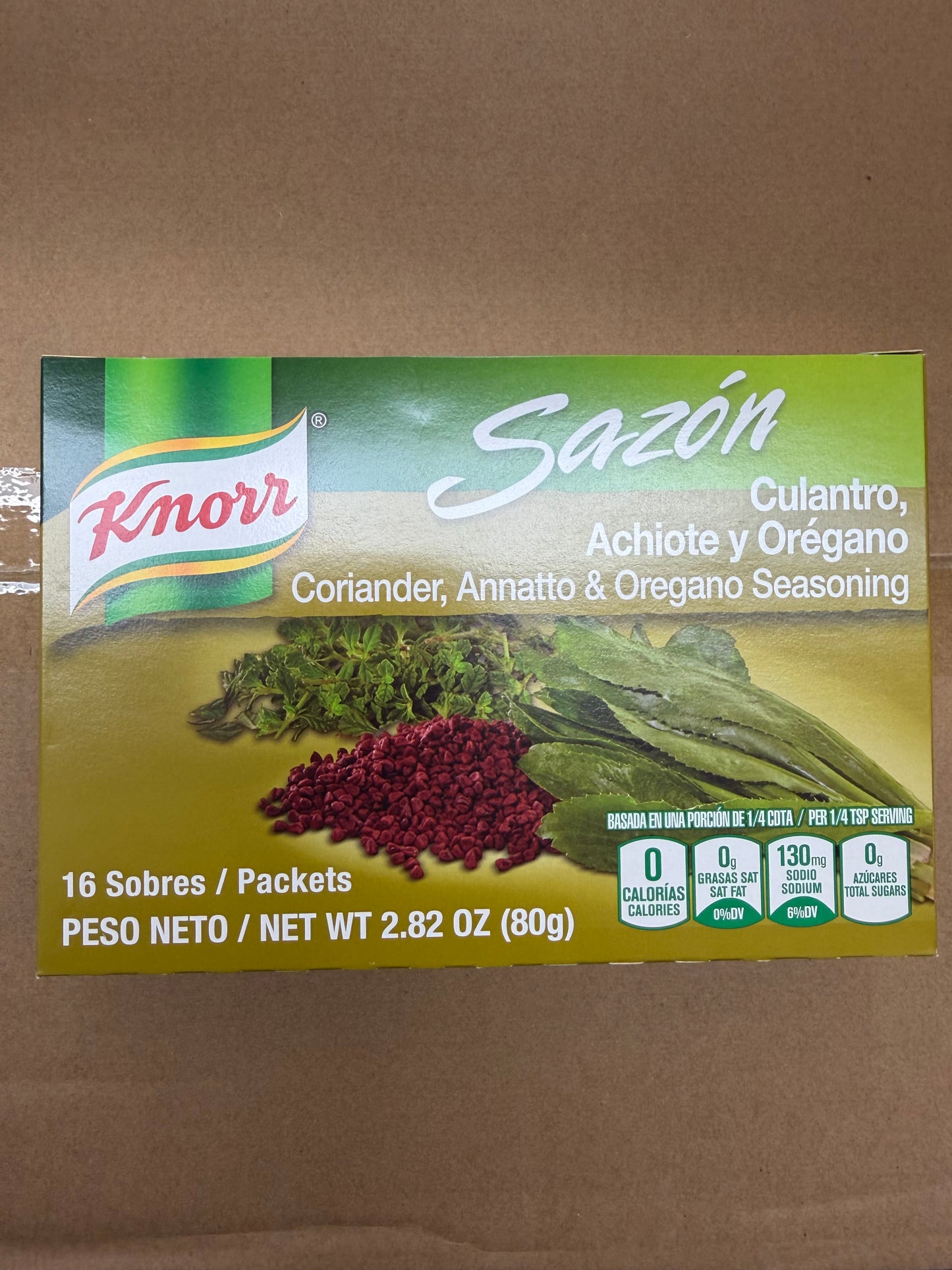 KNORR SAZON CULANTRO ACHIOTE Y OREGANO 15 SOBRES