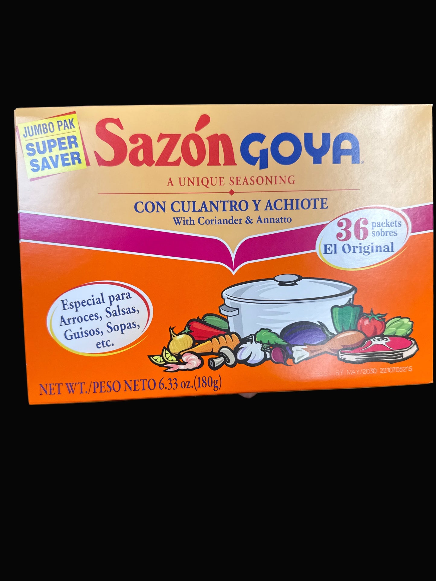 Sazón Goya with Coriander & Annatto (36 Packets, 6.33 oz / 180 g)