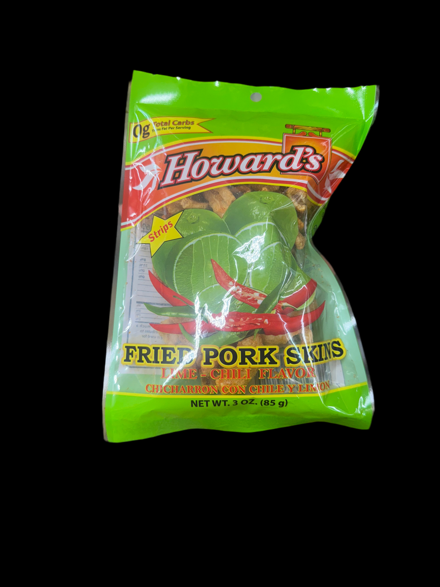 Howard’s Fried Pork Skins Strips – Lime & Chili (3 oz / 85 g)