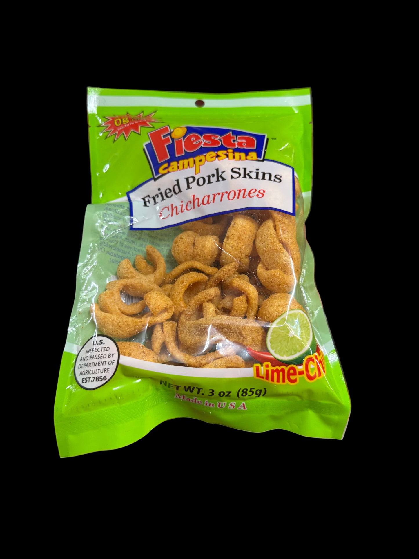 Fiesta Campesina Fried Pork Skins Chicharrones Lime-Chi (3 oz / 85 g)