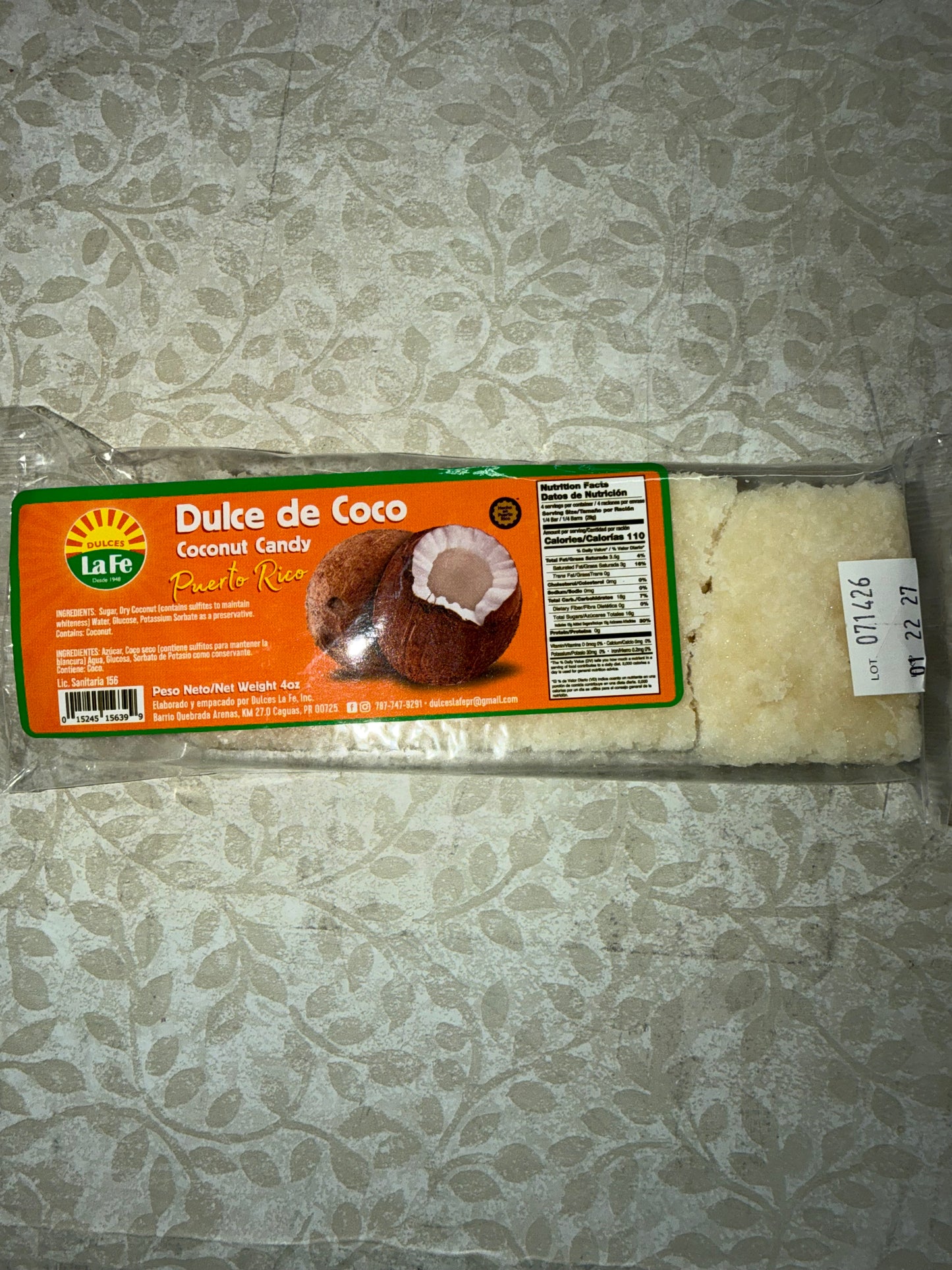 DULCE DE COCO BLANCO BARRA