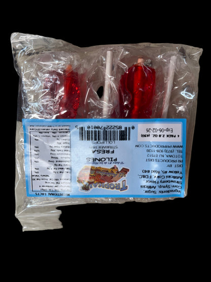 Tropical Sweets Pilones Lollipops – Fresa (2-pack, 2.0 oz / 56 g)