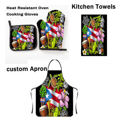 Kitchen Apron Set Bandera Amapola Coqui Tambores