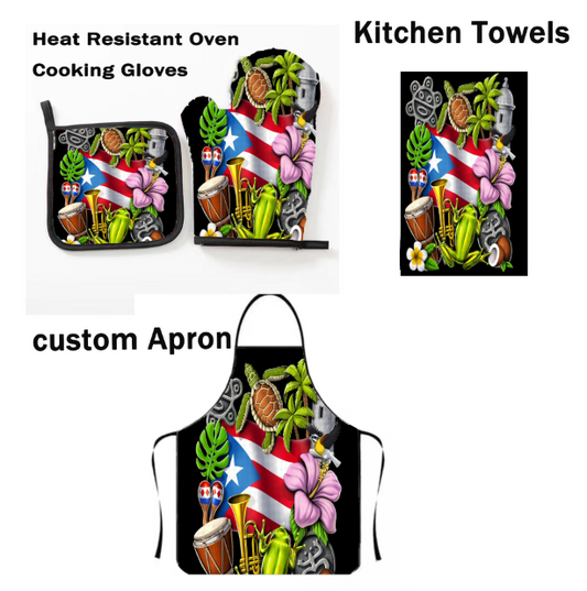 Kitchen Apron Set Bandera Amapola Coqui Tambores