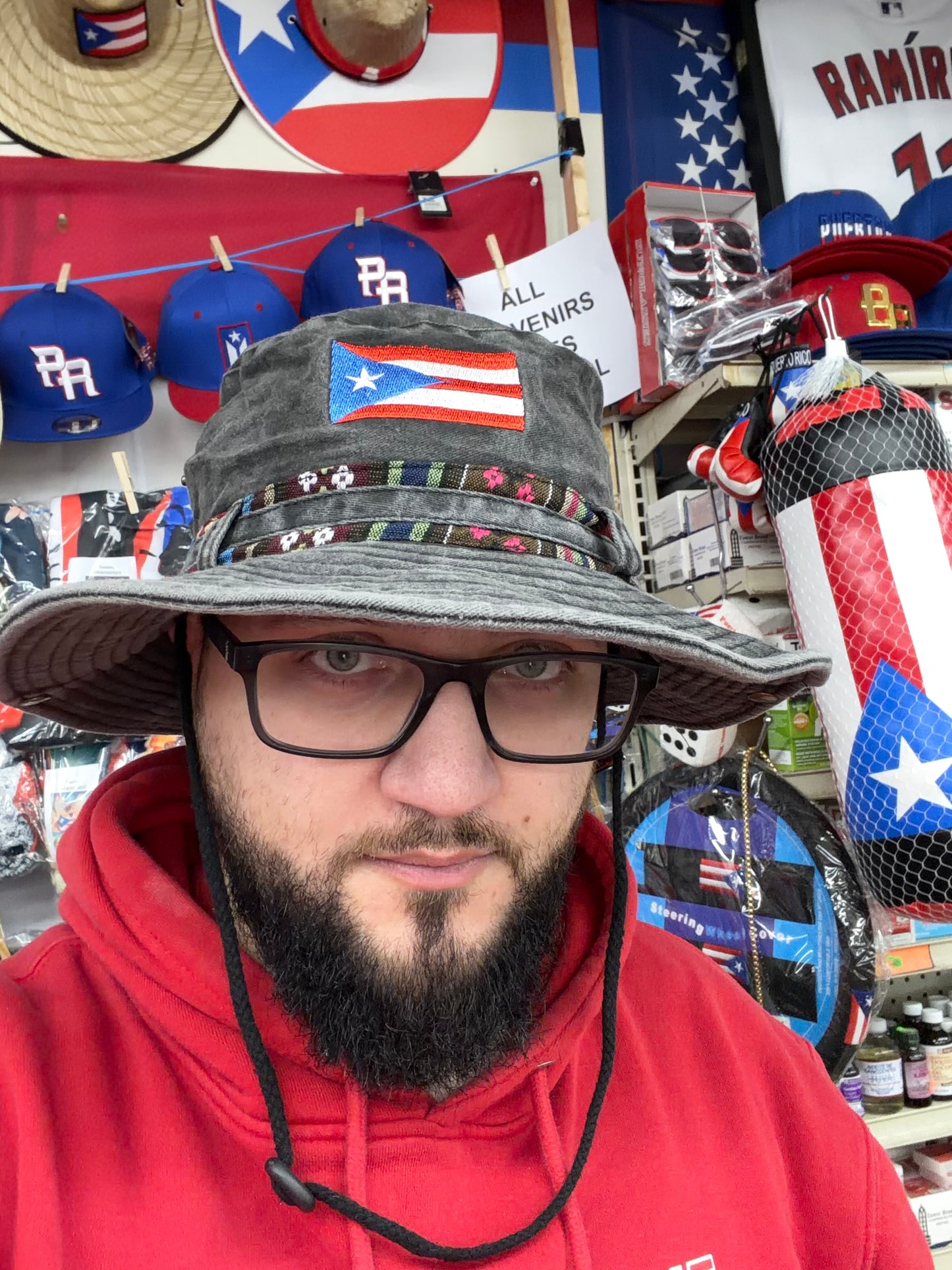 BLACK GRAY PR FISHING HAT