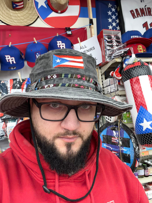 BLACK GRAY PR FISHING HAT