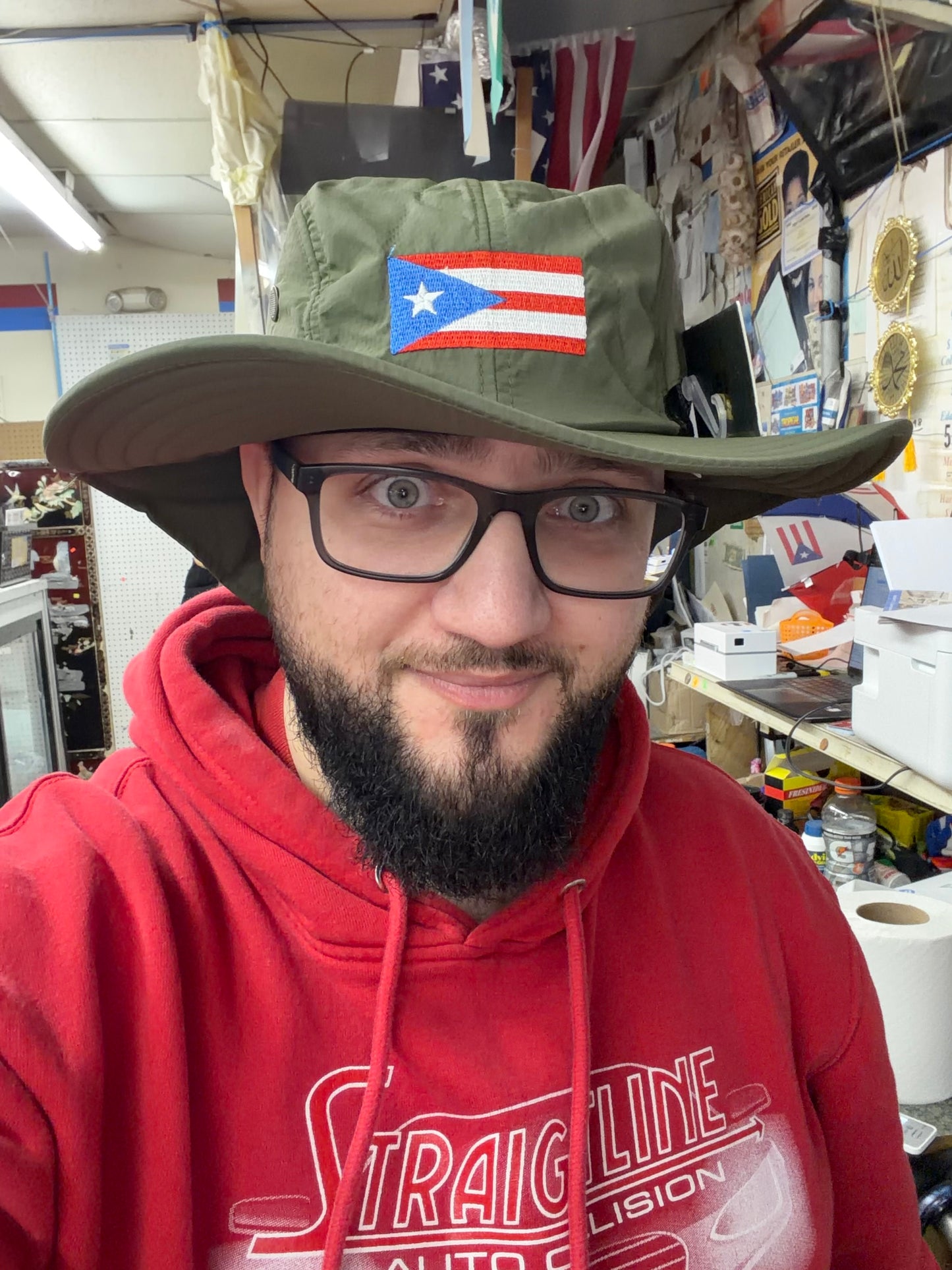 GREEN PR FISHING HAT WITH BACK FLAP