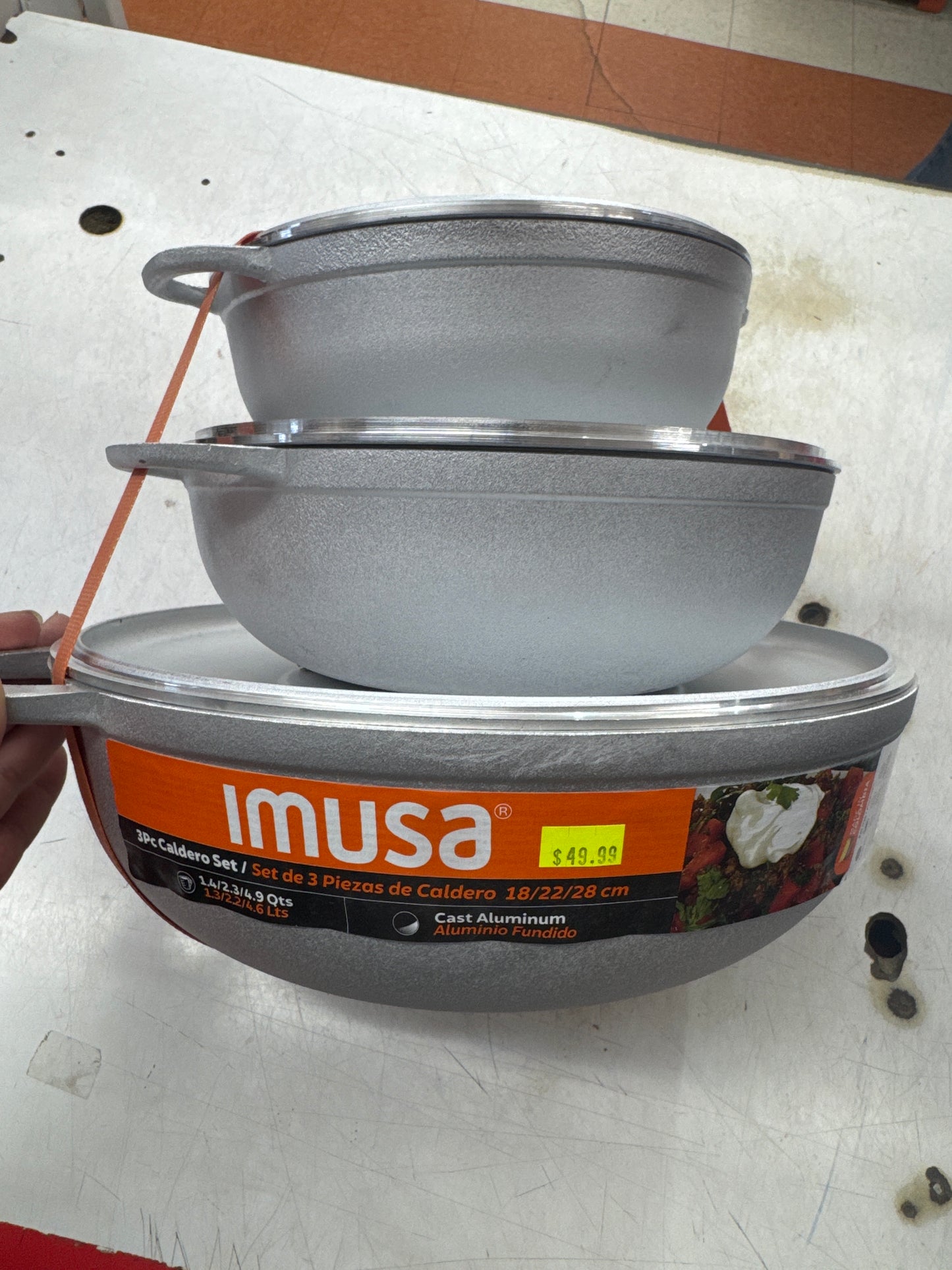 IMUSA 3pc Caldero set (1.4/2.3/4.9 Qts)