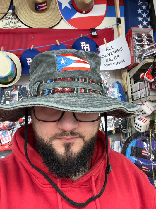 PUERTO RICO GRAY GREEN FISHING HAT