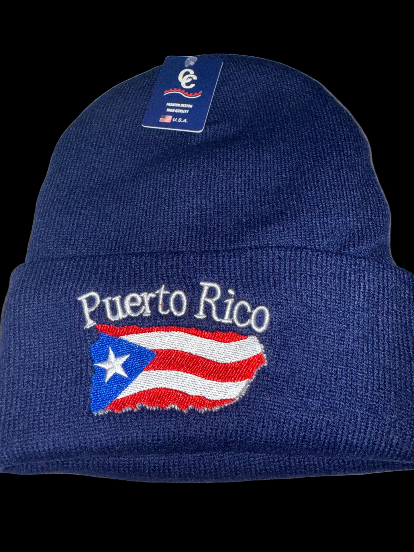 Puerto Rico Winter Beanie Hat / Gorro De Invierno Dark Blue/ Azul Oscuro