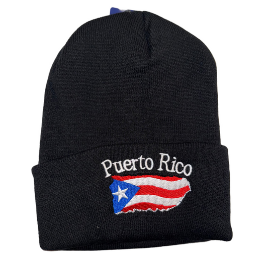 Puerto Rico Winter Beanie Hat/ Gorros De Invierno Negro/Black