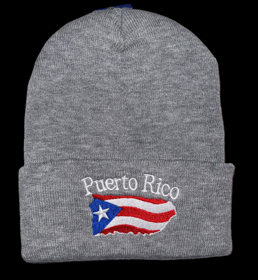 Puerto Rico Winter Beanie Hat / Gorro De Invierno Gris/Gray