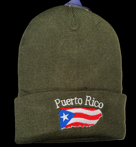 Puerto Rico Winter Beanie Hat / Gorro De Invierno Green/Verde